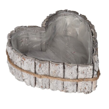 Doniczka Osłonka Drewniana Serce Szara Doniczki