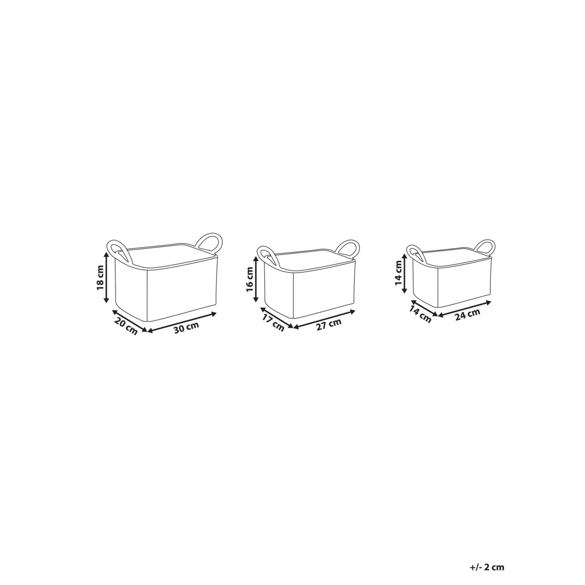 Zestaw 3 koszy z trawy morskiej jasny HOIAN