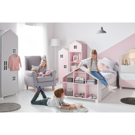 KONSIMO MIRUM Szara szafa z drążkiem w kształcie domku dla dziecka