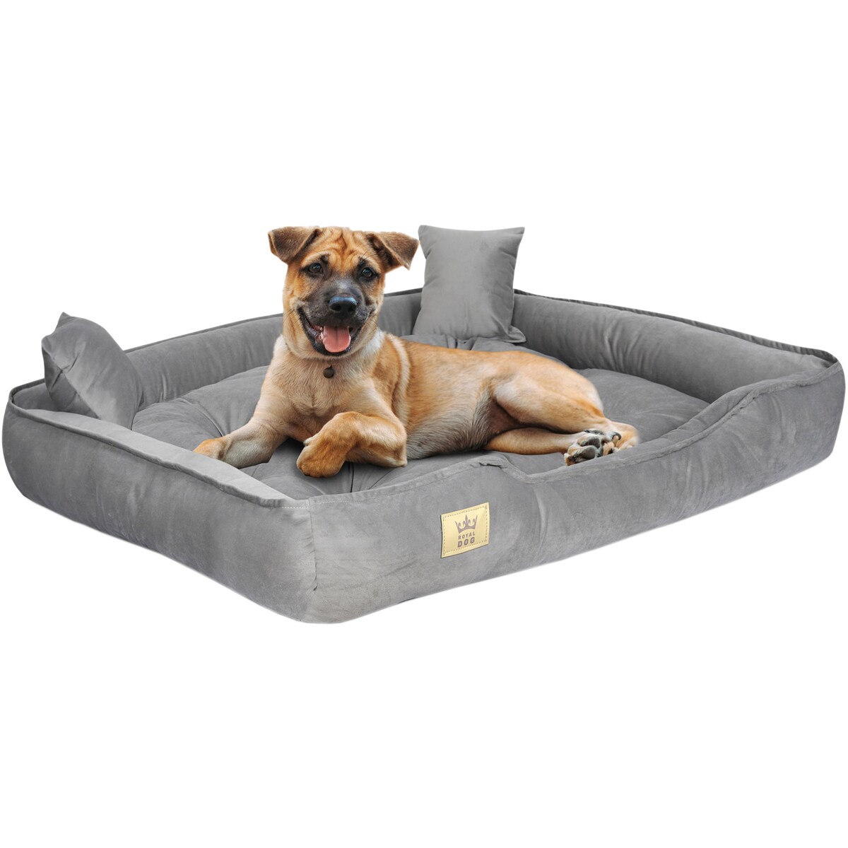 Legowisko Dla Psa Welurowe 100X75 Cm Prestiżowe Szare