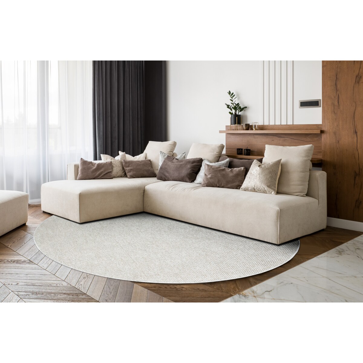 Dywan CASABLANCA PLUS koło krem jednolity, koło 80 cm