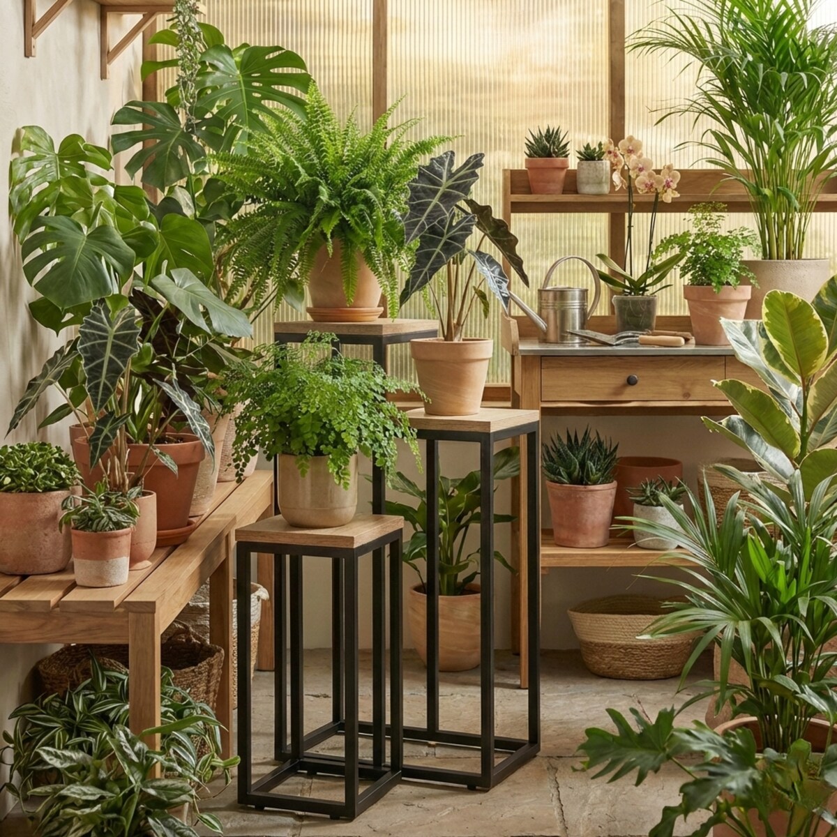 Kwietnik stojący wysoki BIOS na 3 kwiaty, 34 x 34 x 67 cm