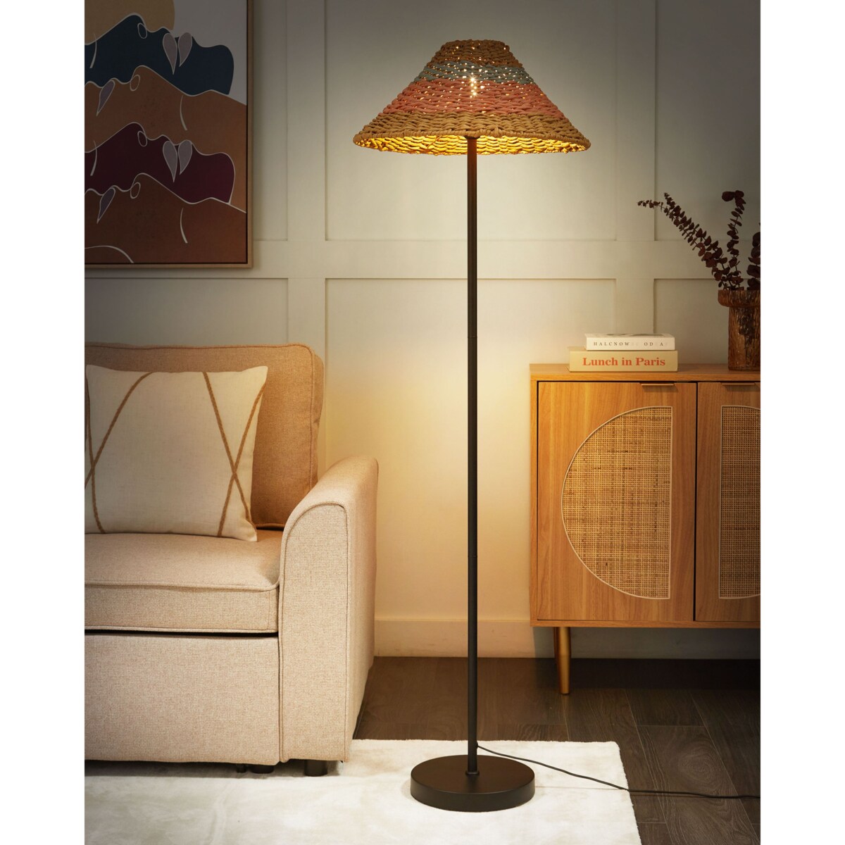 Lampa podłogowa KYOGA Papierowa plecionka Beżowy
