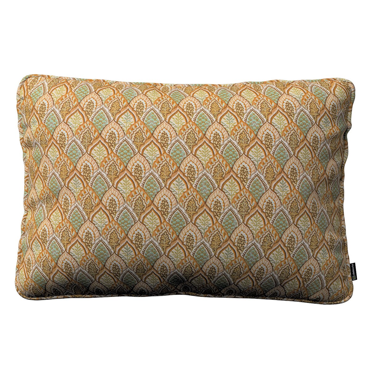 Poszewka Gabi na poduszkę prostokątna 60x40 beżowo-zielony motyw roślinny