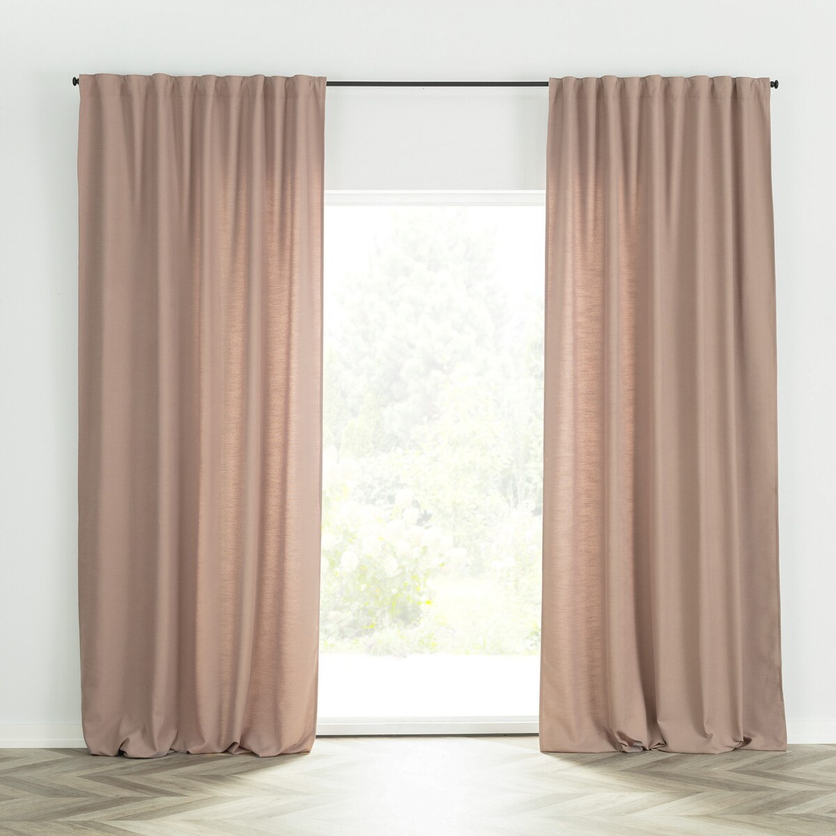 Zasłona BASIC na taśmie marszczącej 140x280cm brudny róż 1 szt. 140x280 różowy-beżowy