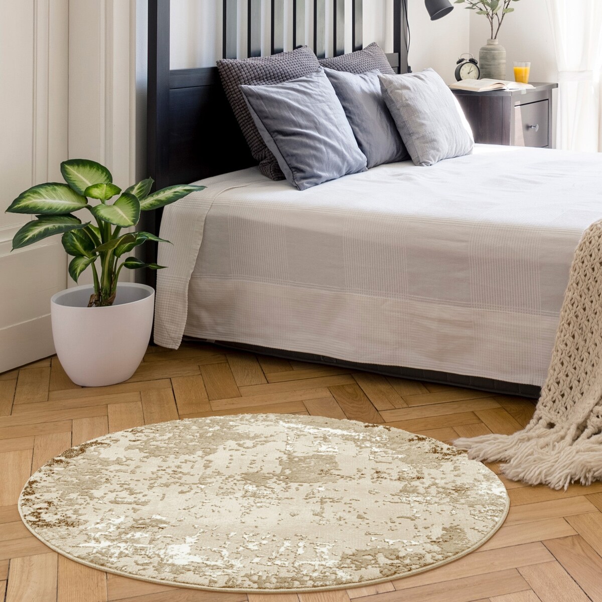 Dywan okrągły nowoczesny Studio 120 cm e-floor OEKO-TEX beżowy