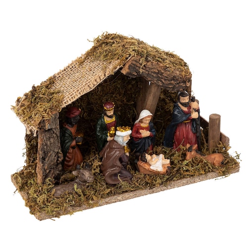 Szopka bożonarodzeniowa z oświetleniem LED, 20 x 15 cm