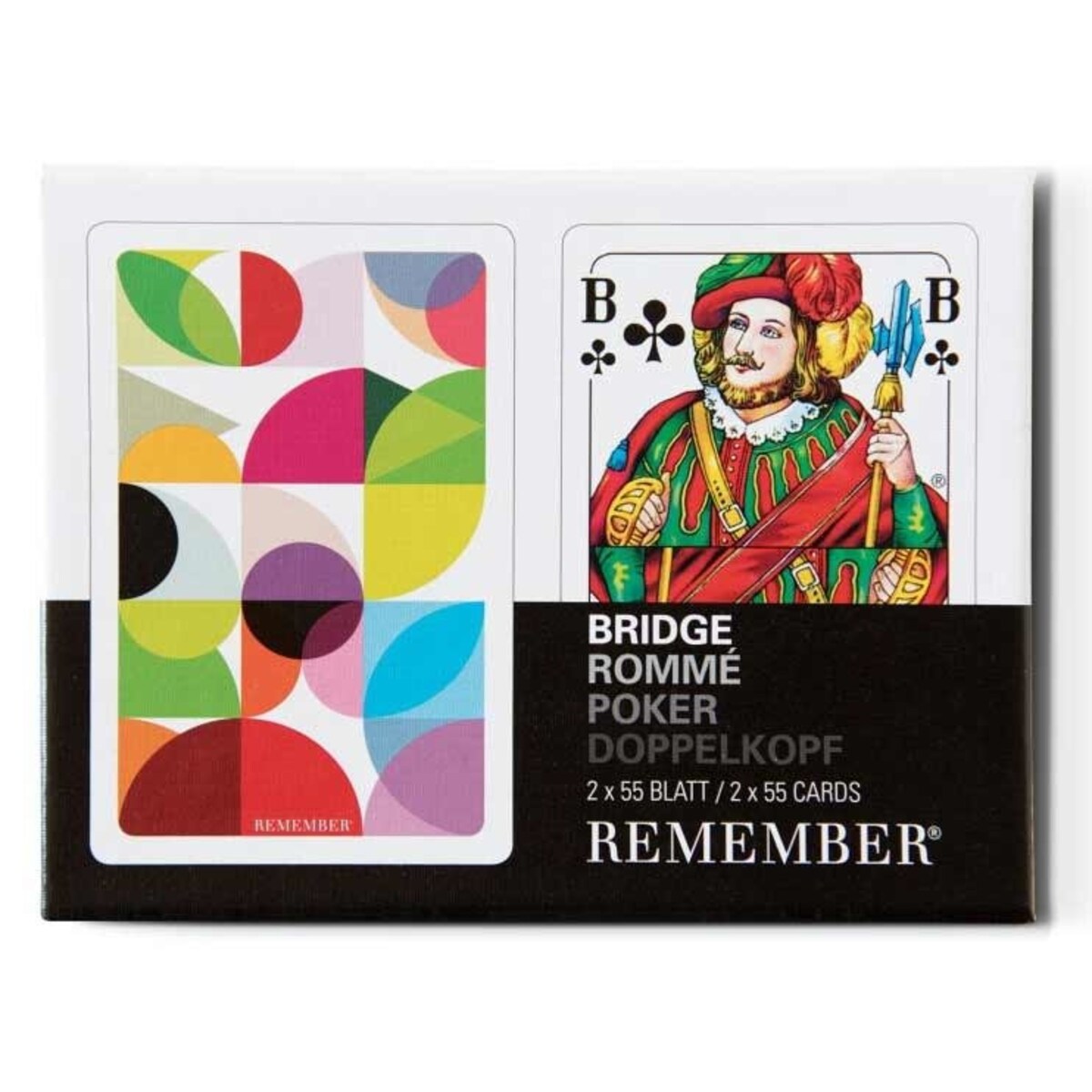 Karty do gry o niespotykanym wzorze, podwójna talia z jokerami do różnych wariantów rozgrywki, REMEMBER