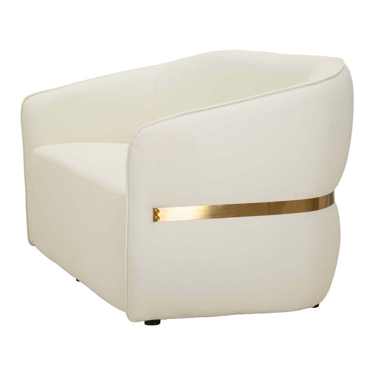 Sofa Minsk, kolor biały i złoty, drewno sosnowe, płyta MDF i poliuretan (PU), 160 x 84 x 77 cm, styl nowoczesny, do salonu, Mauro Ferretti