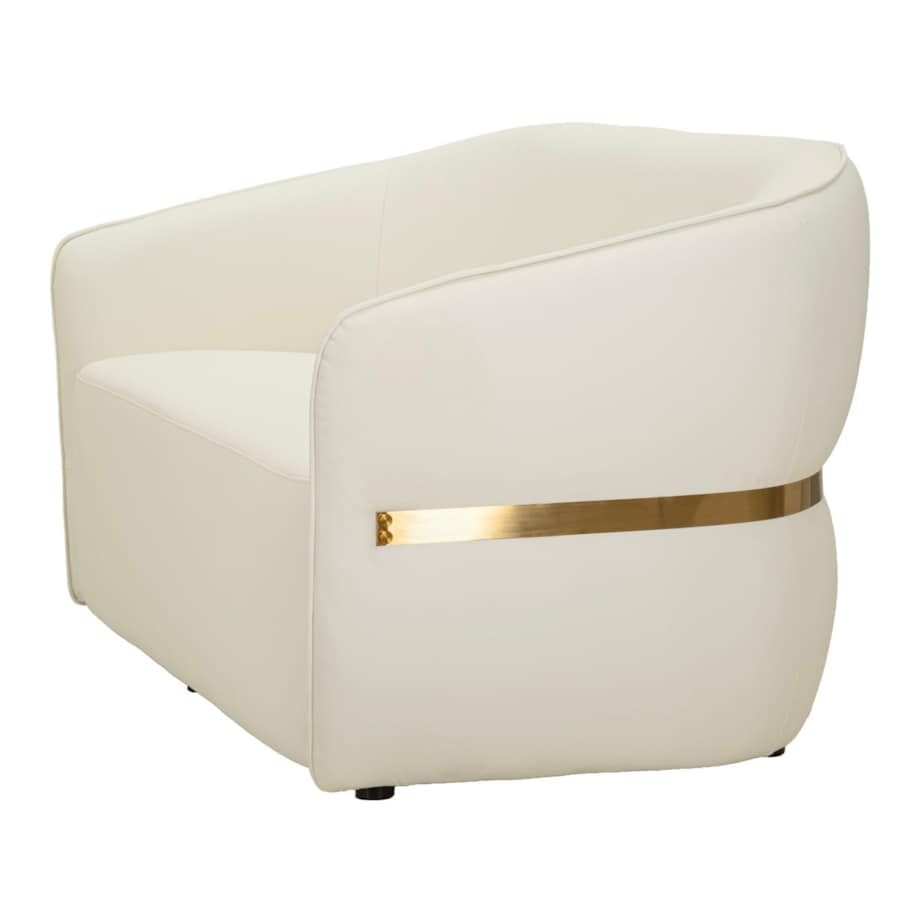 Sofa Minsk, kolor biały i złoty, drewno sosnowe, płyta MDF i poliuretan (PU), 160 x 84 x 77 cm, styl nowoczesny, do salonu, Mauro Ferretti
