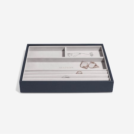 Szkatułka na biżuterię Stackers Pebble pięcioelementowa classic granatowa