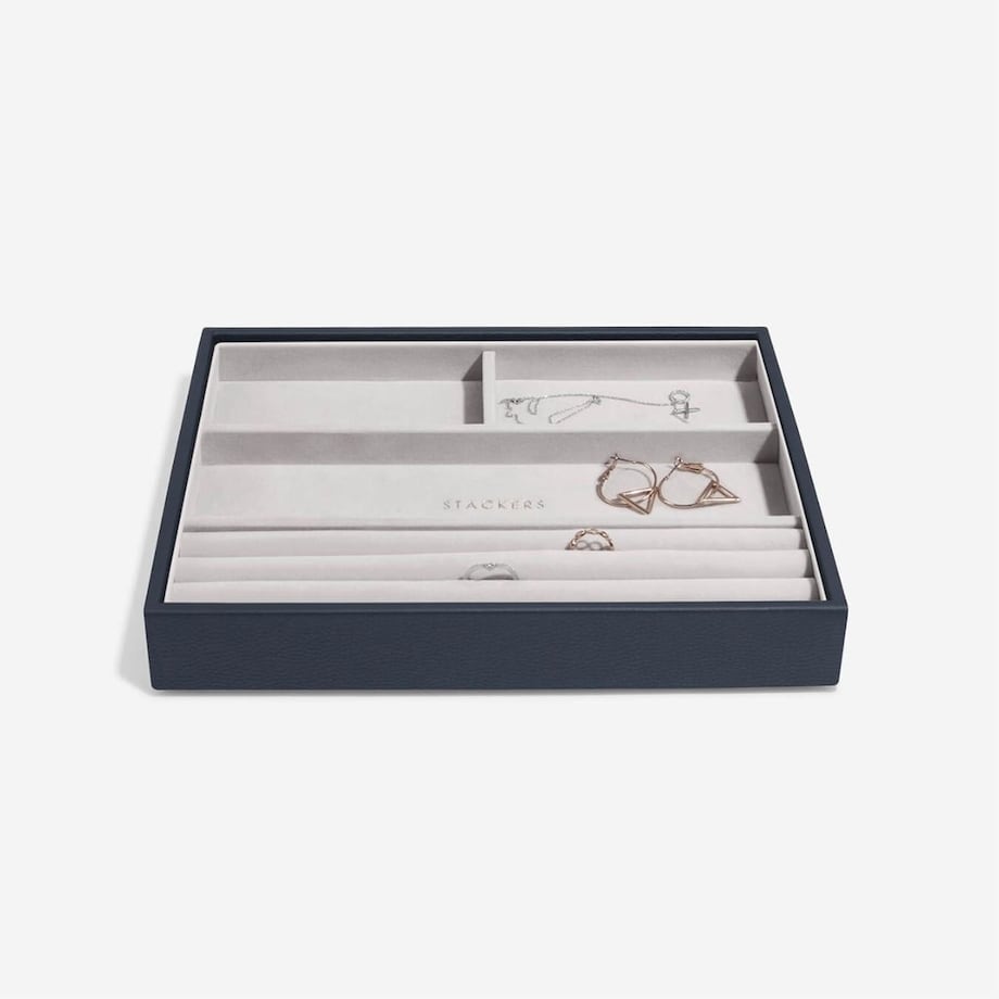 Szkatułka na biżuterię Stackers Pebble pięcioelementowa classic granatowa