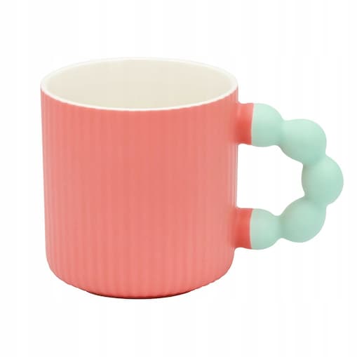 KUBEK PORCELANOWY NA KAWĘ HERBATĘ CZEKOLADĘ KORALOWY Z UCHWYTEM 300 ML PREZENT UPOMINEK DLA KOBIETY MAMY ŻONY BABCI DZIEWCZYNY KOLEŻANKI NIEJ