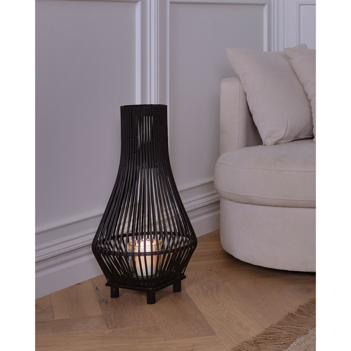 Lampion bambusowy 58 cm czarny LEYTE