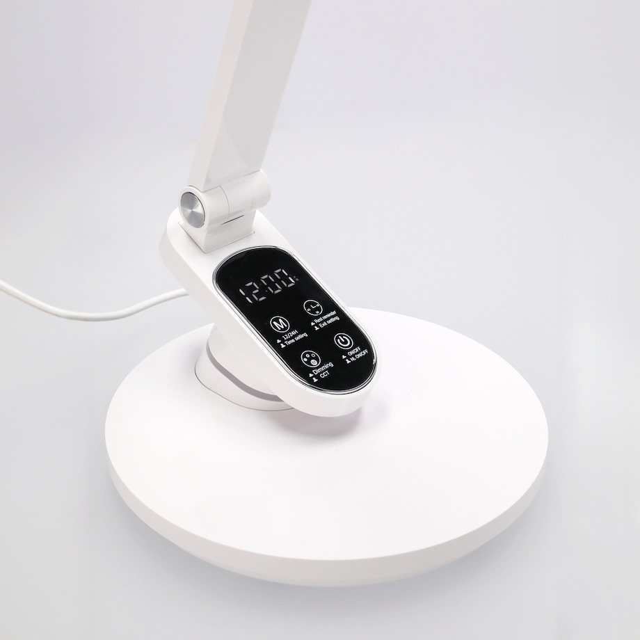 Lampka Biurkowa Szkolna Na Biurko Stołowa Led Trzy Barwy Do Pracy Z Zegarem