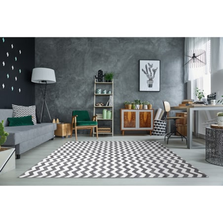 Dywan SKETCH - F561 szaro/biały - Zygzak 140x190 cm