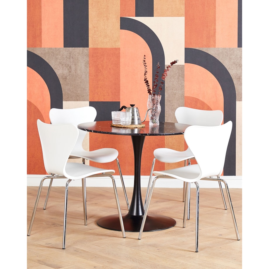 Stół do jadalni okrągły ⌀ 90 cm efekt marmuru czarny BOCA