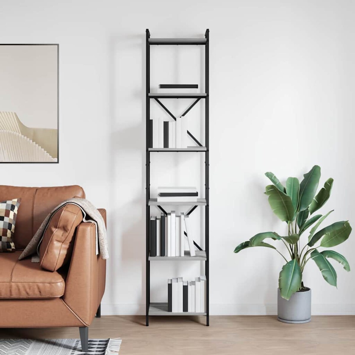 vidaXL Półka na książki Szary dąb sonoma 40 x 30 x 188 cm