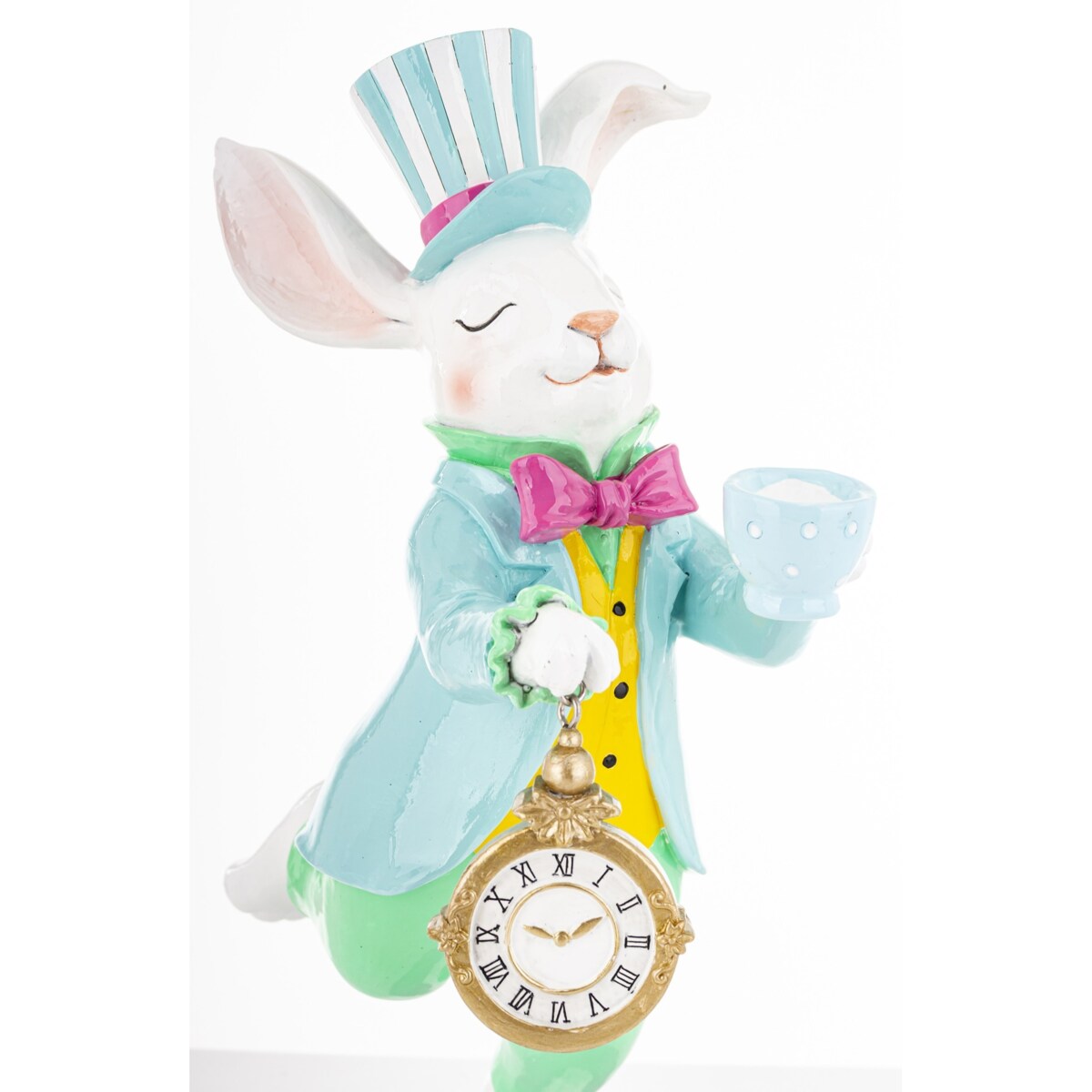 Dekoracja - królik z filiżanką i zegarem 31x11,5x21 cm CIRCUS-2