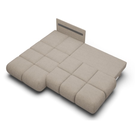 Pikowany Narożnik MILA rozkładany bez boczków lewy ciemnobeżowy