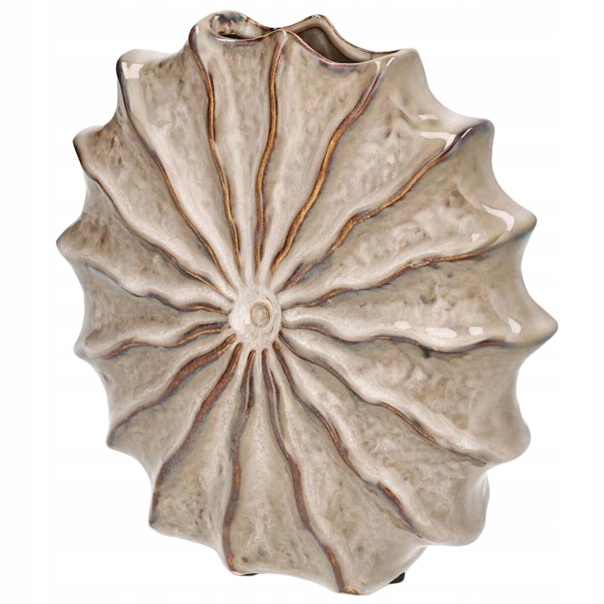 WAZON CERAMICZNY 22cm BEŻOWY NA KWIATY GAŁĄZKI BUKIET DO SALONU DOMU
