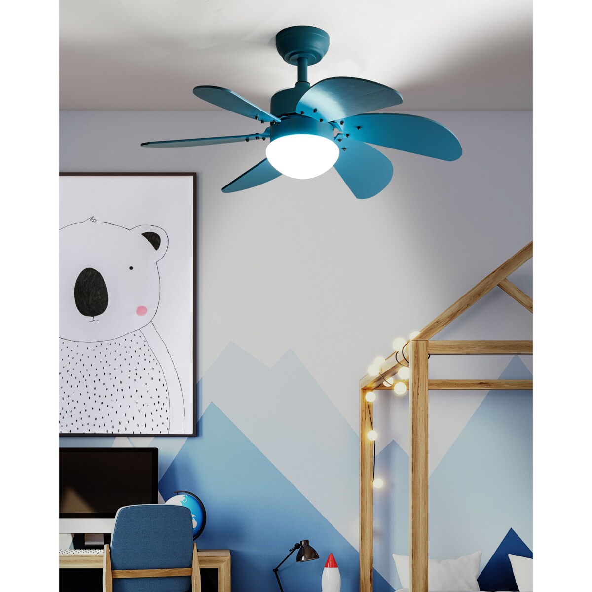 Wentylator sufitowy z lampą LOGAR Z pilotem Niebieski