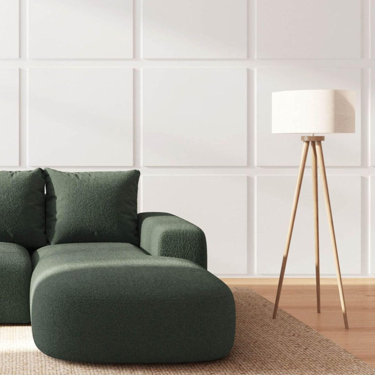 Monce Sofa narożna prawa ciemnozielona