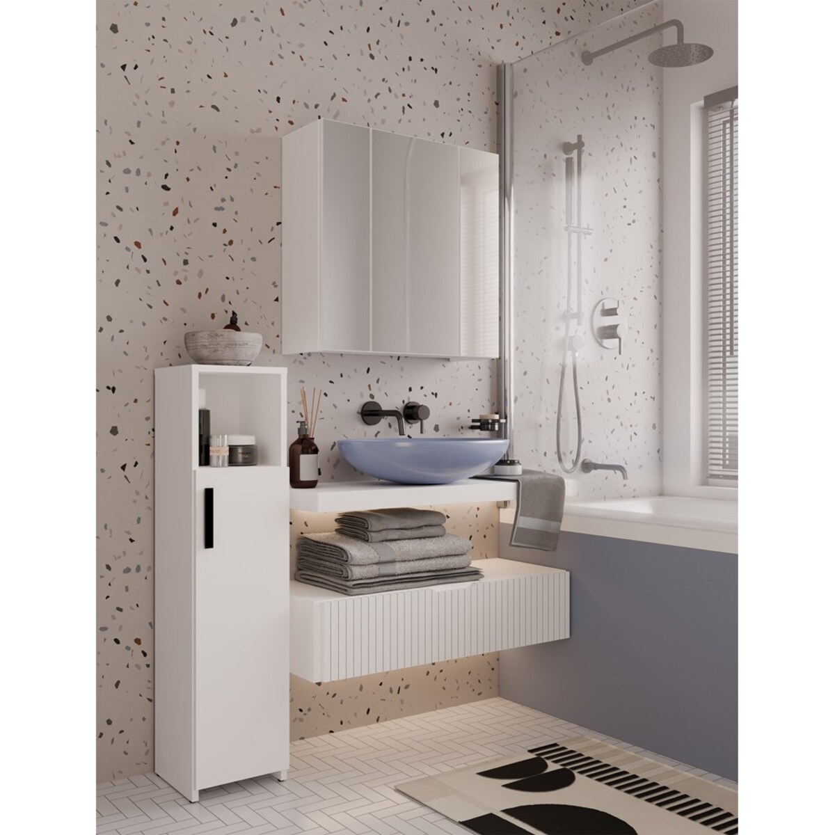 Szafka Łazienkowa POLA 3L Wisząca Z 3 Lustrami Nad Umywalkę 3 Drzwi BIAŁA