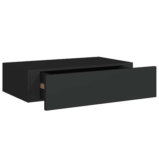 vidaXL Półka ścienna z szufladą, czarna, 40 x 23,5 x 10 cm, MDF