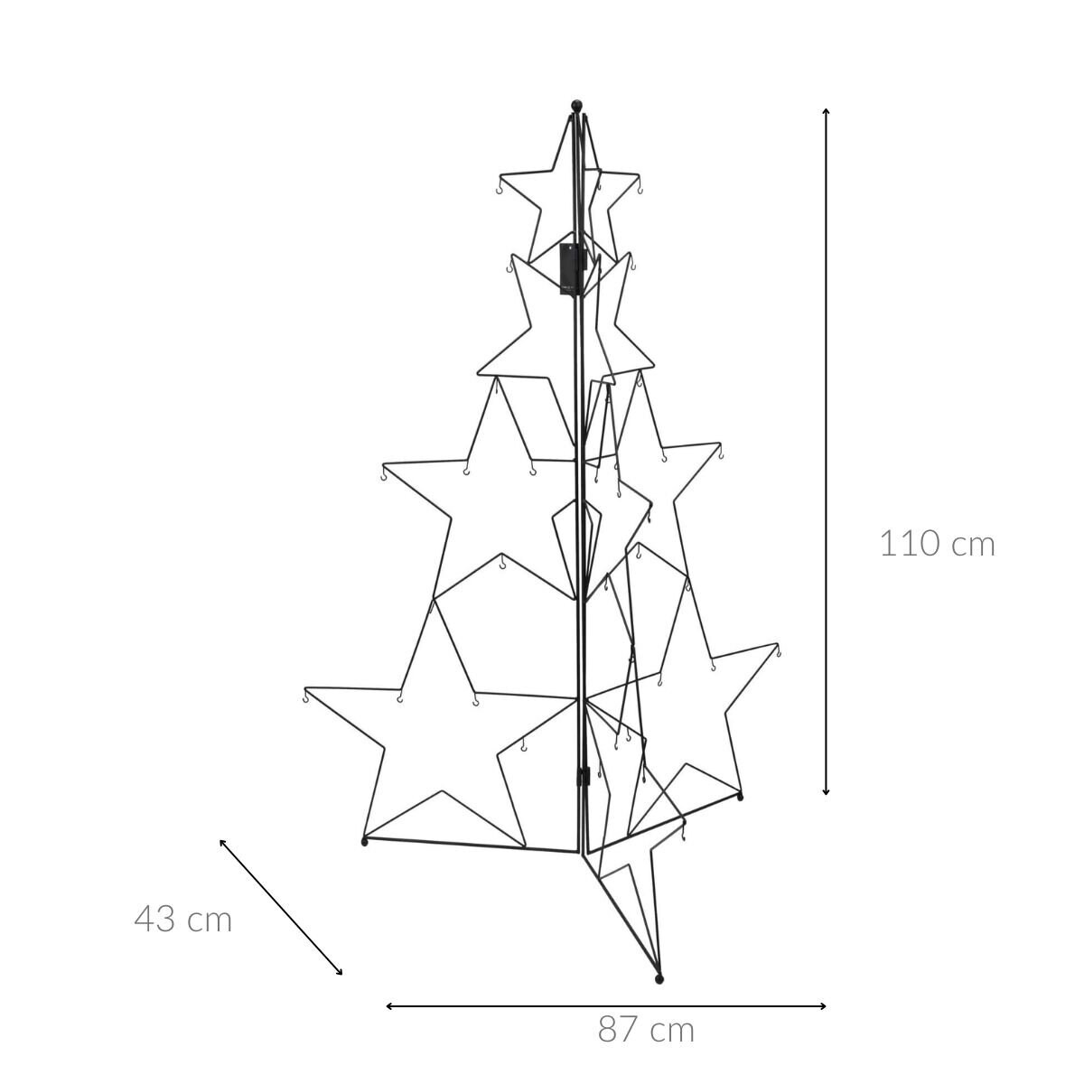 Metalowa ozdoba w kształcie choinki, 110 cm