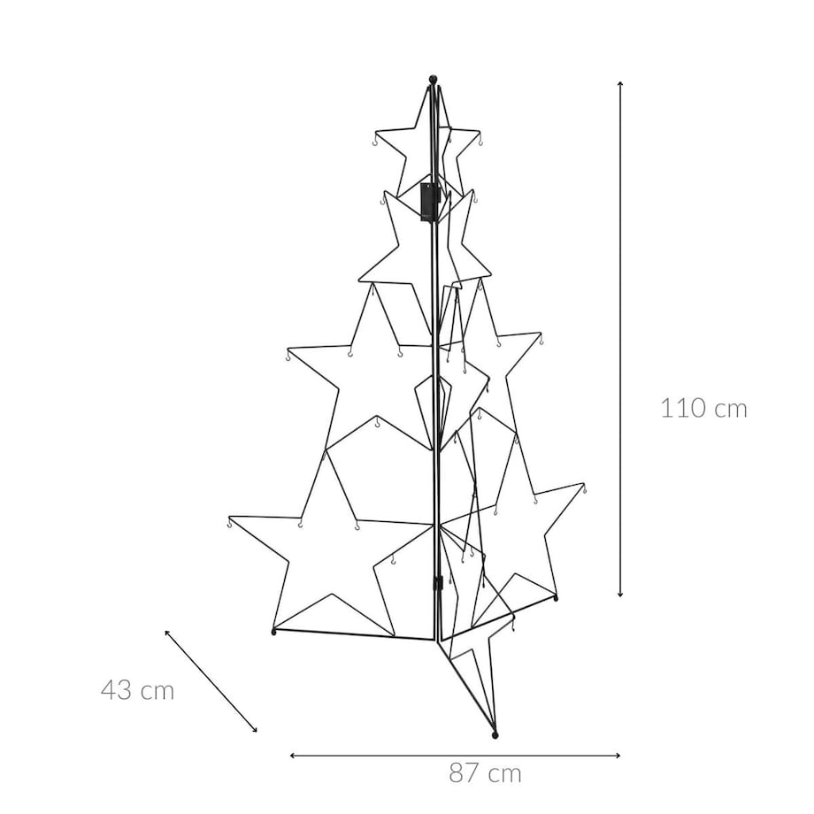 Metalowa ozdoba w kształcie choinki, 110 cm
