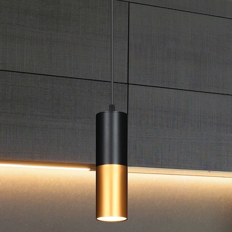 Industrialna LAMPA wisząca 31-77677 Candellux okrągła OPRAWA metalowy ZWIS tuba loftowa czarna złota