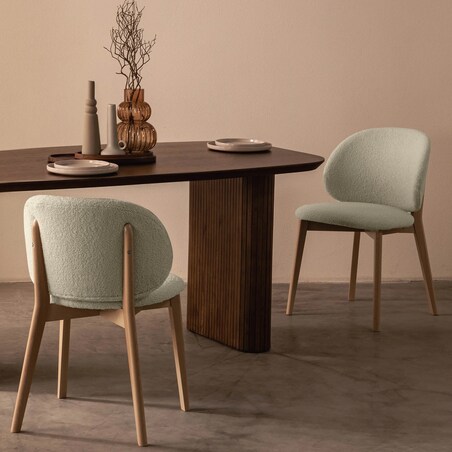 Krzesło SELMA -IV kremowe/buk/boucle 79x48x48 cm