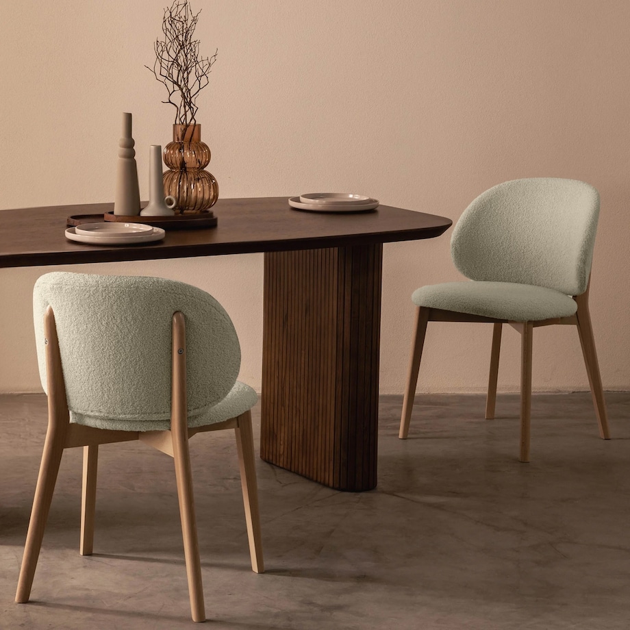 Krzesło SELMA -IV kremowe/buk/boucle 79x48x48 cm