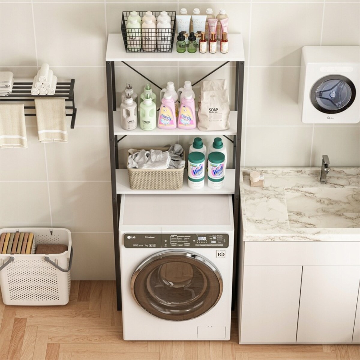 Regał szafka łazienkowa nad toaletę pralkę loft industrialny półki 160 cm