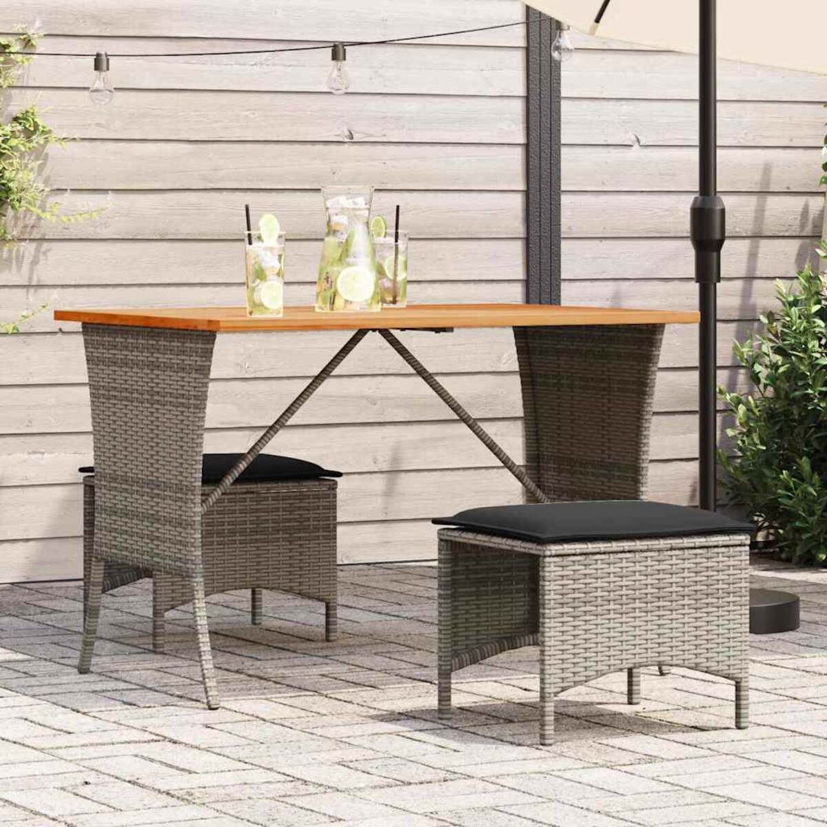 vidaXL Stół ogrodowy z blatem z drewna akacjowego szary 105x75x72 cm