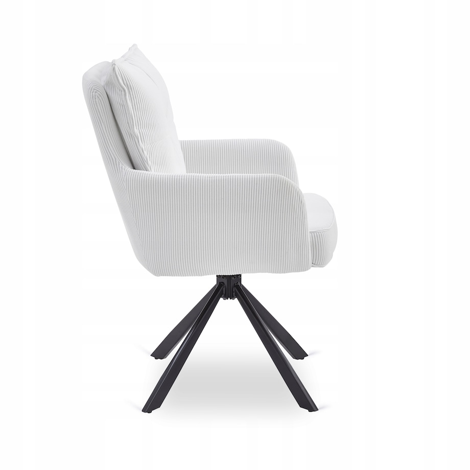 Krzesło Obrotowe Kubełkowe Tapicerowane Do Jadalni Sztruks Krem CITY