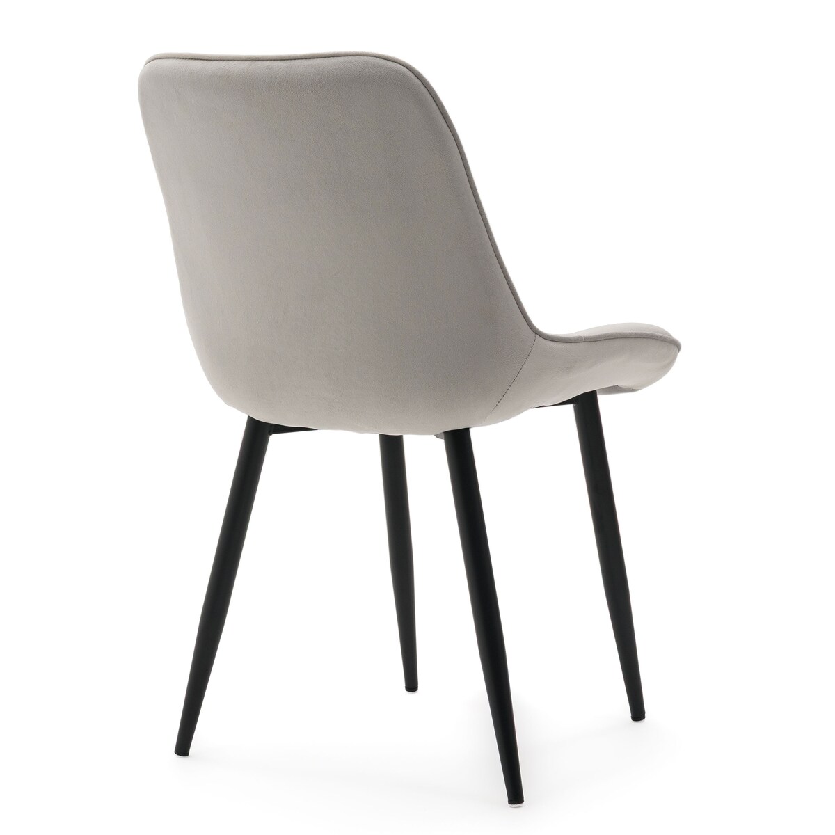 Krzesło welurowe tapicerowane ELVA szare do salonu jadalni na czarnych nogach