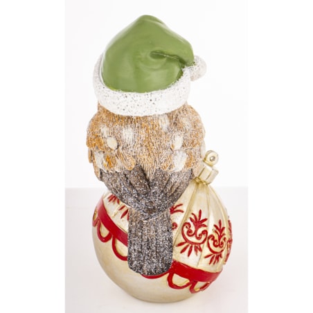 Dekoracja - ptaszek na bombce 19,5X11X10 cm UCCELLlNO w zielonej czapce