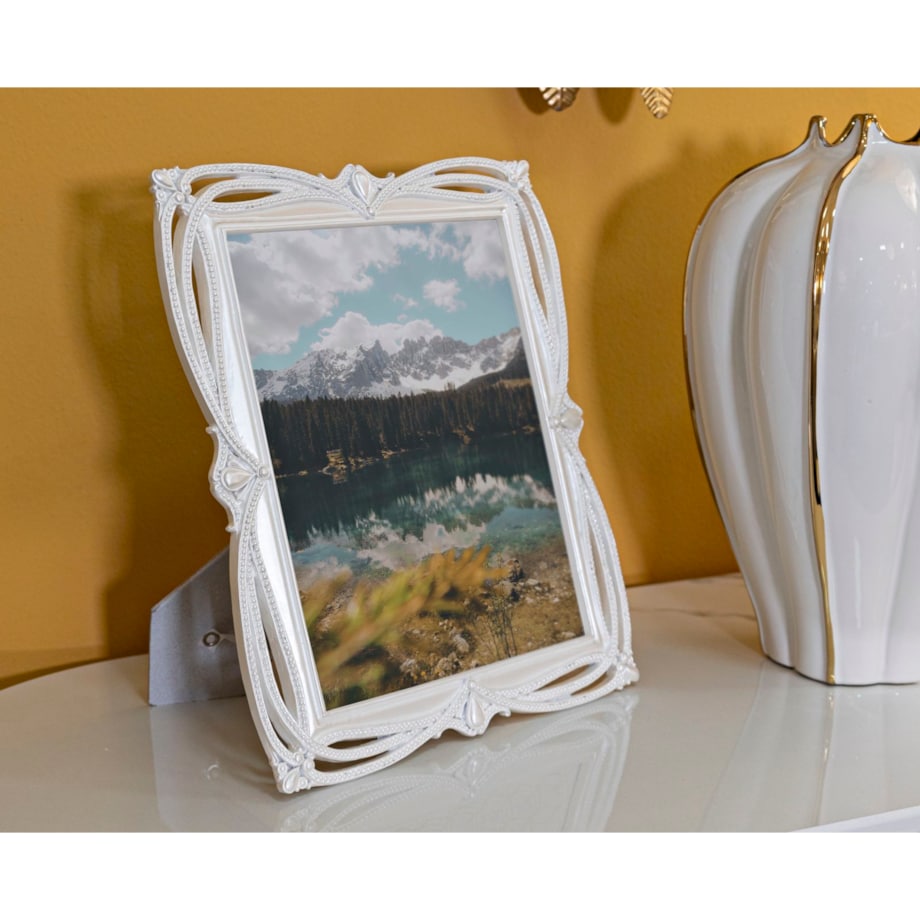 Ramka na zdjęcia Tape, zdjęcie 20 x 25 cm, kolor srebrny, żywica syntetyczna i szkło, rama 27 x 1,7 x 32 cm, na fotografie i portrety, Mauro Ferretti