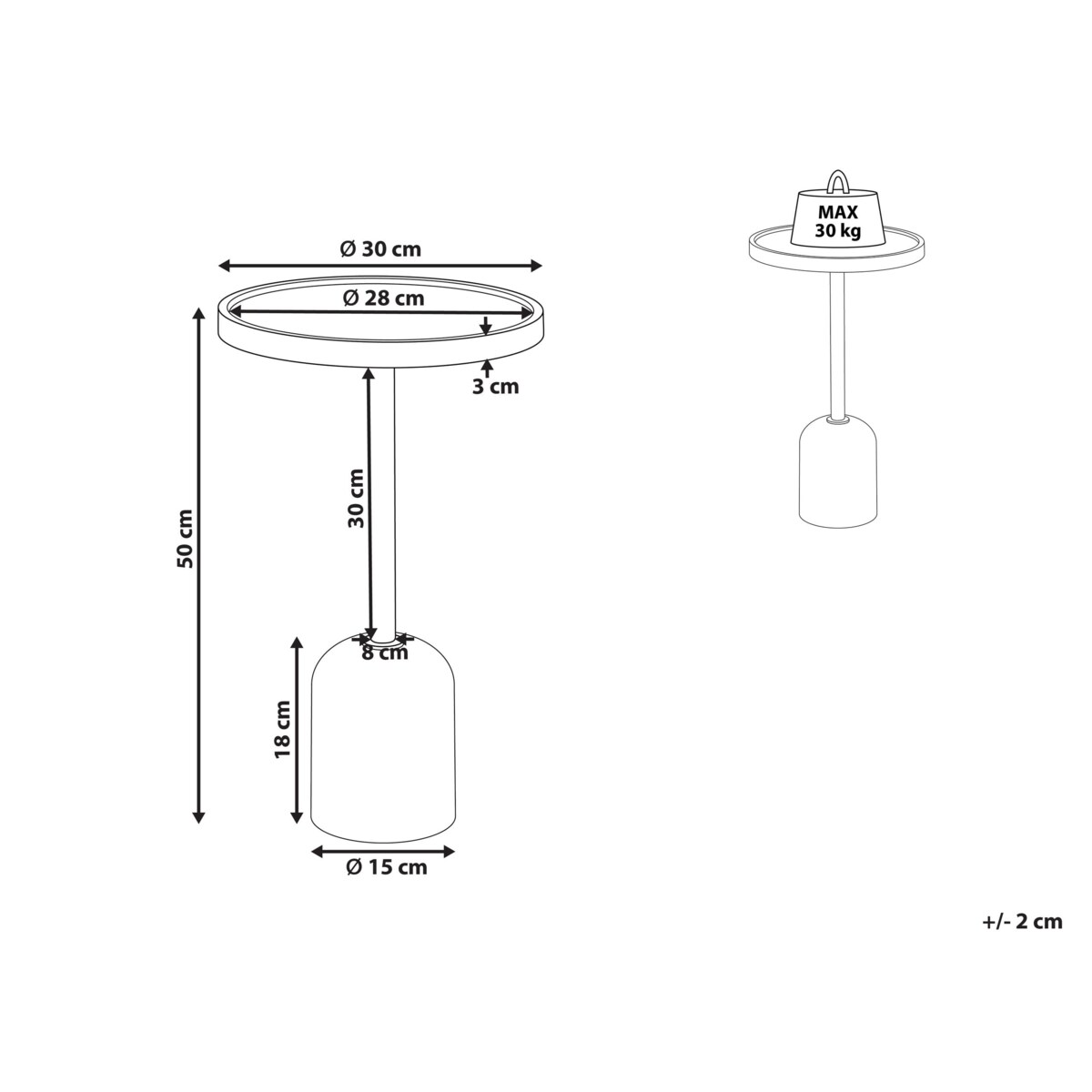Stolik pomocniczy RAINY Metal Biały