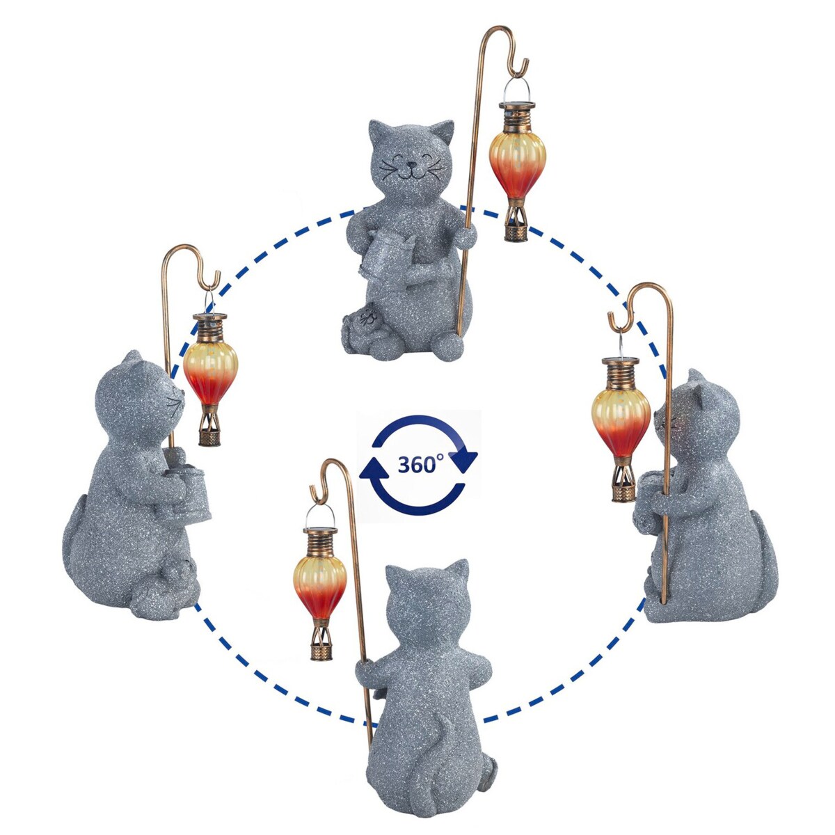 Lampa solarna kot z świecącym balonem LED, 26,5 x 16 cm