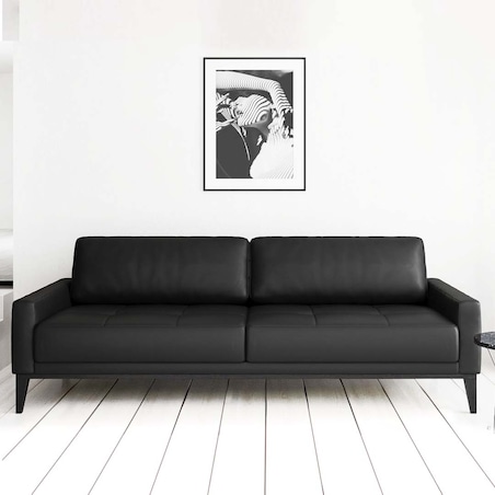 Sofa 3-osobowa Musso - ciemnogranatowa z pikowanym siedziskiem