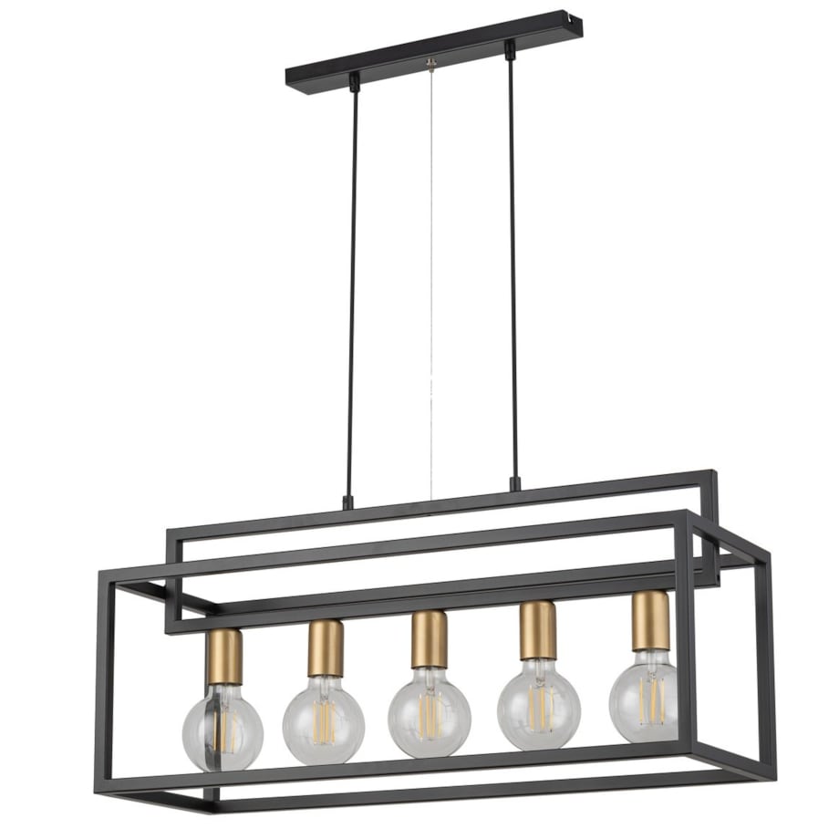 Metalowy zwis prostokąt Vigo czarna lampa wisząca nad stół