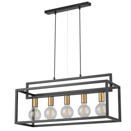 Metalowy zwis prostokąt Vigo czarna lampa wisząca nad stół