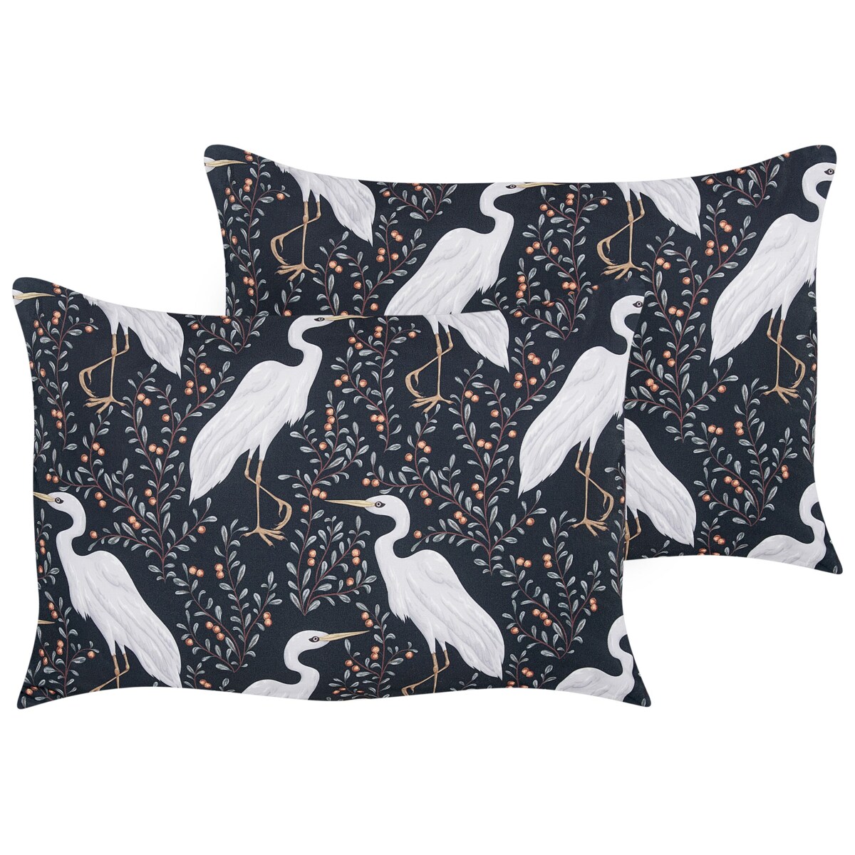 2 poduszki ogrodowe z motywem ptaków 40 x 60 cm czarne PIANAZZO