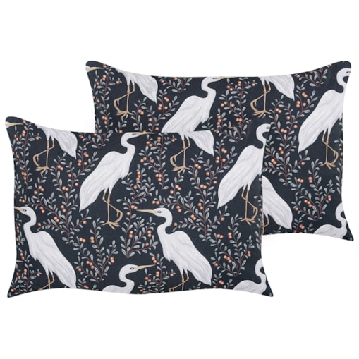 2 poduszki ogrodowe z motywem ptaków 40 x 60 cm czarne PIANAZZO