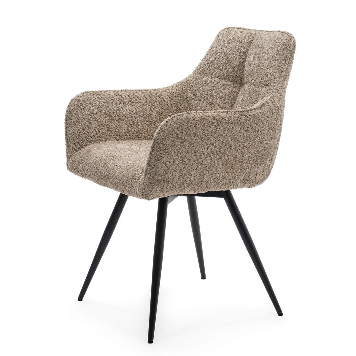 Krzesło tapicerowane obrotowe boucle do salonu QUATTRO beżowe