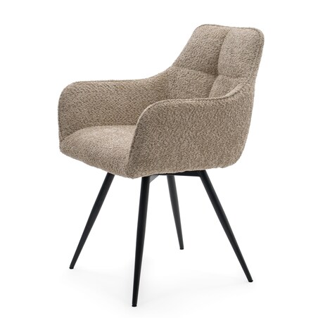 Krzesło tapicerowane obrotowe boucle do salonu QUATTRO beżowe