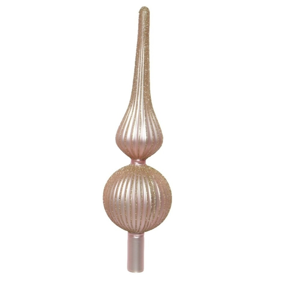 Szpic na choinkę 31x8 cm EHIAS dekorowany jasnoróżowy